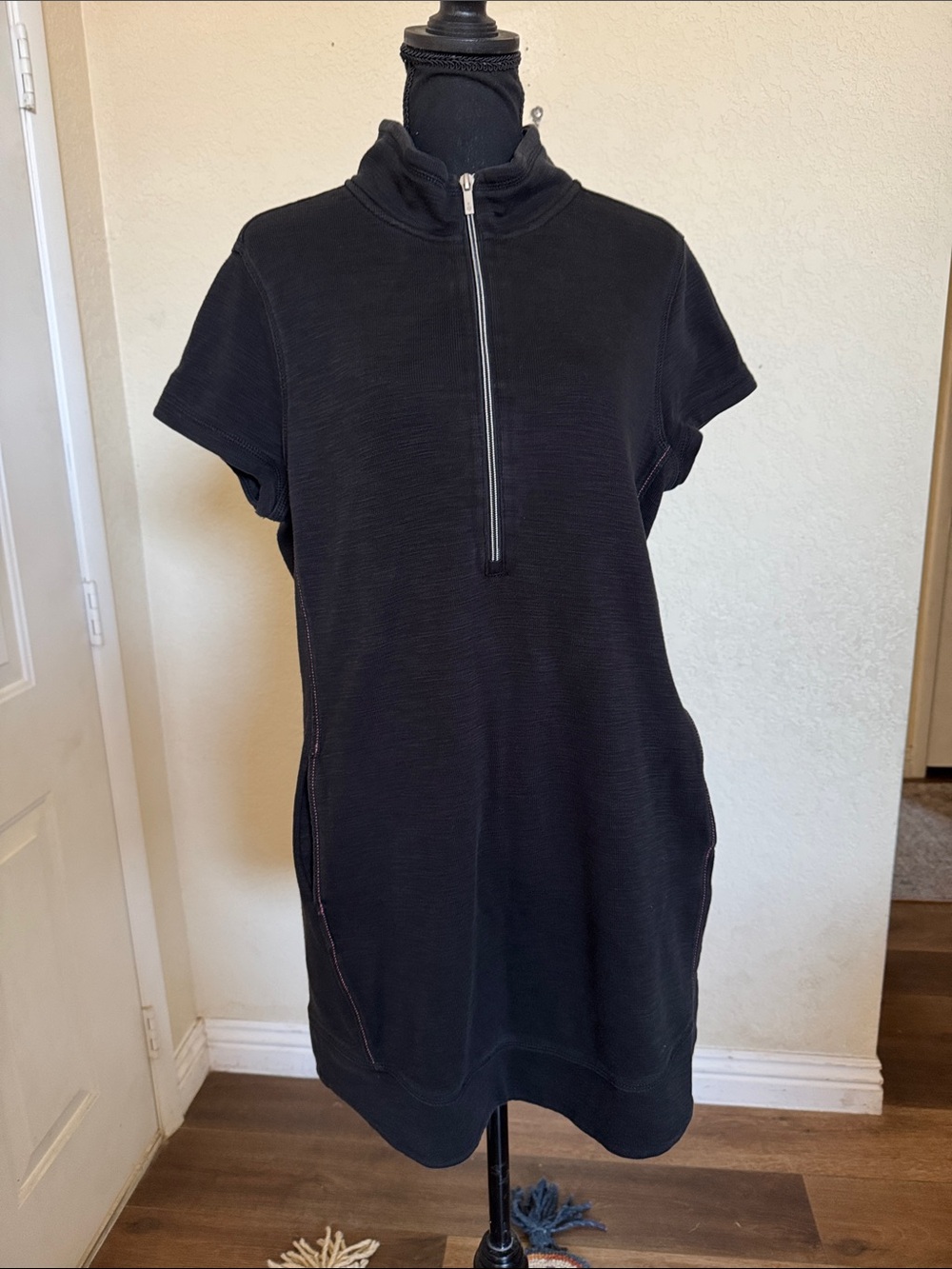 Tommy Bahama Black Tobago Bay Zip-Front Mini Dress/tunic size Large